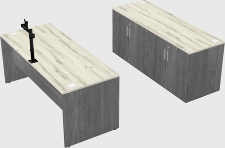 Parallel desk with credenza