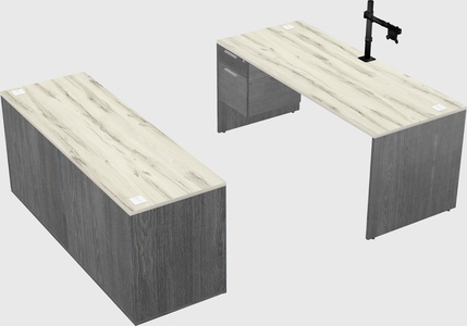 Parallel desk with credenza