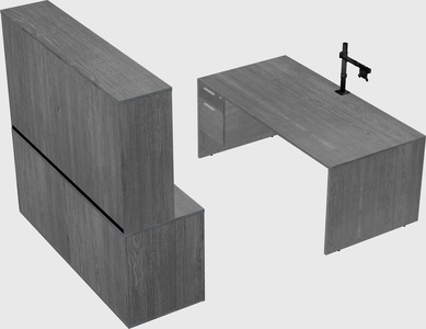 Parallel desk with credenza