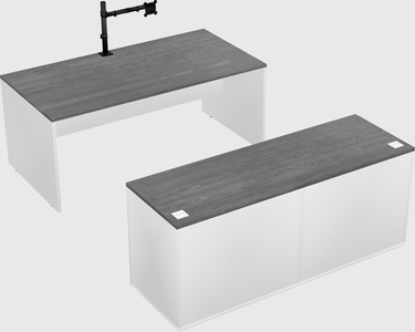 Parallel desk with credenza
