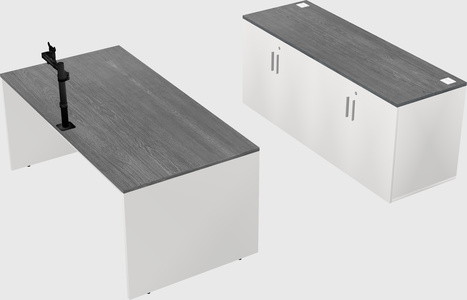 Parallel desk with credenza