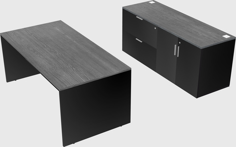 Parallel desk with credenza