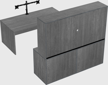 Bureau parallèle avec crédence