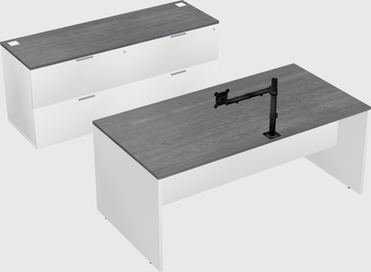 Parallel desk with credenza
