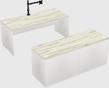 Parallel desk with credenza