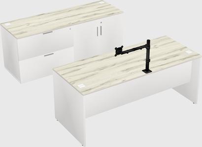 Parallel desk with credenza