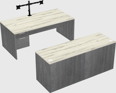 Parallel desk with credenza