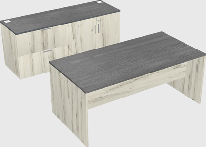 Parallel desk with credenza