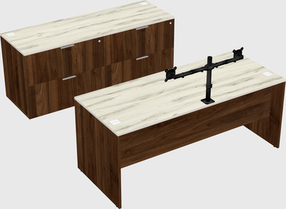 Parallel desk with credenza