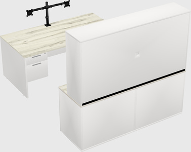 Bureau parallèle avec crédence