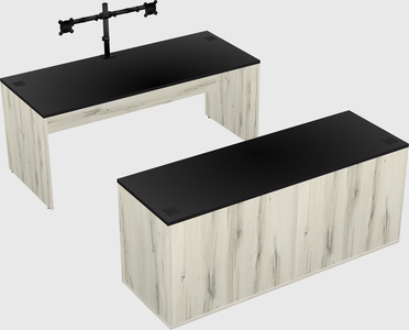 Parallel desk with credenza
