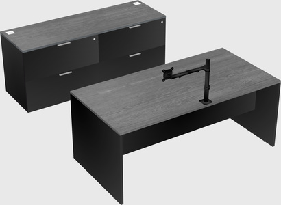 Parallel desk with credenza