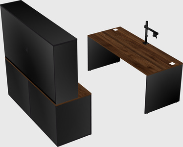 Parallel desk with credenza