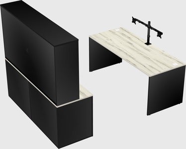 Parallel desk with credenza