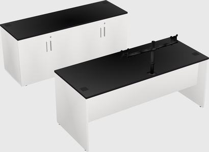 Parallel desk with credenza
