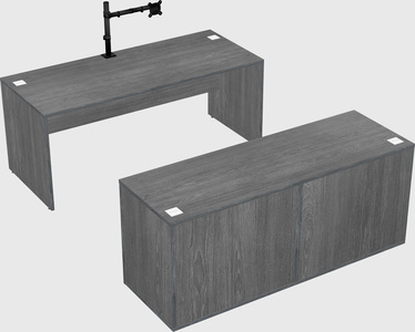 Bureau parallèle avec crédence