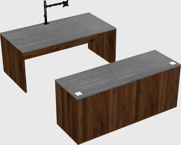 Parallel desk with credenza