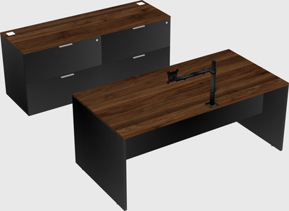 Parallel desk with credenza
