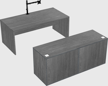 Bureau parallèle avec crédence