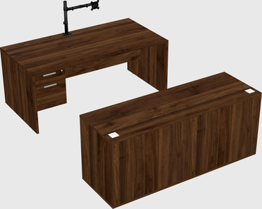 Parallel desk with credenza