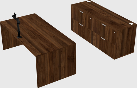 Parallel desk with credenza