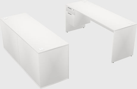 Bureau parallèle avec crédence