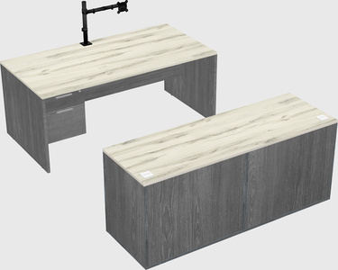 Parallel desk with credenza