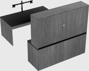 Parallel desk with credenza