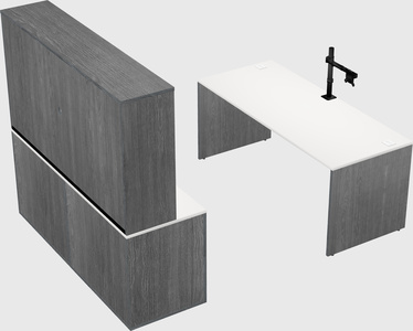 Parallel desk with credenza