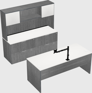 Parallel desk with credenza