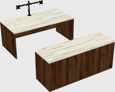 Parallel desk with credenza