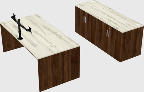 Parallel desk with credenza