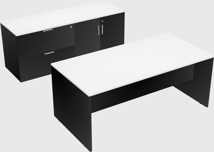 Parallel desk with credenza