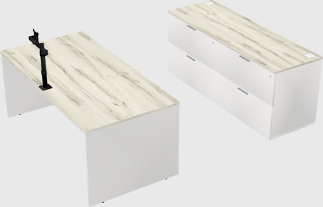 Parallel desk with credenza