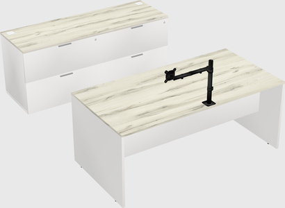Parallel desk with credenza