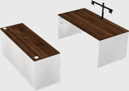 Parallel desk with credenza