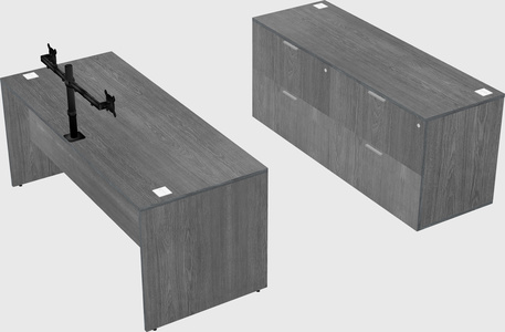Parallel desk with credenza