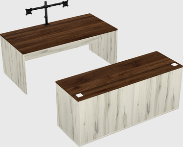 Bureau parallèle avec crédence