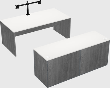 Parallel desk with credenza
