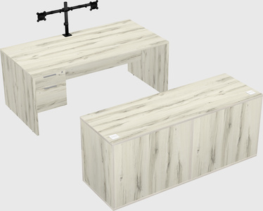 Parallel desk with credenza