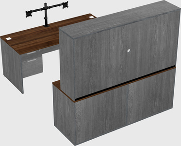 Parallel desk with credenza