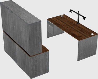 Parallel desk with credenza