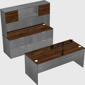 Parallel desk with credenza