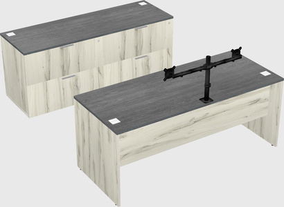 Parallel desk with credenza