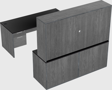Parallel desk with credenza