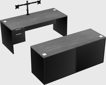 Parallel desk with credenza
