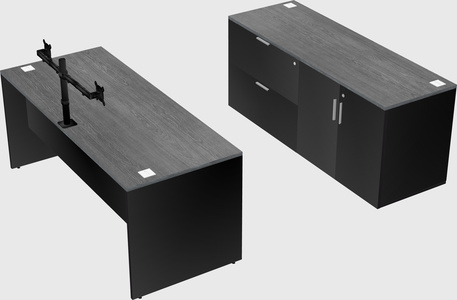 Parallel desk with credenza