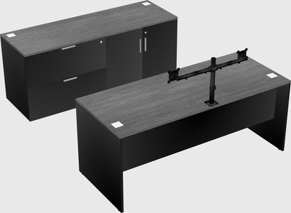 Parallel desk with credenza