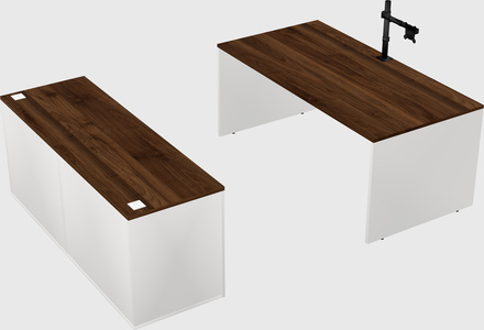 Parallel desk with credenza