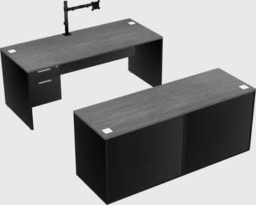 Parallel desk with credenza